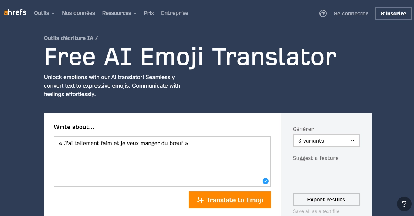 Ahrefs Traducteur AI Emoji gratuit