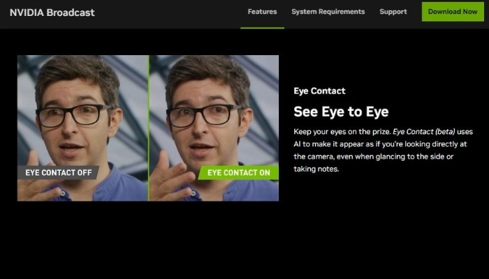 ai eye contact nvidia broadcast