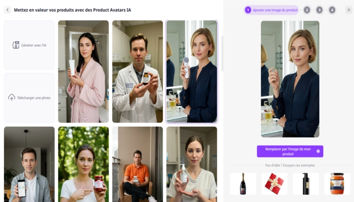 AI product avatar vidnoz etape deux