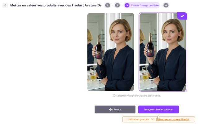 AI product avatar vidnoz etape quatre