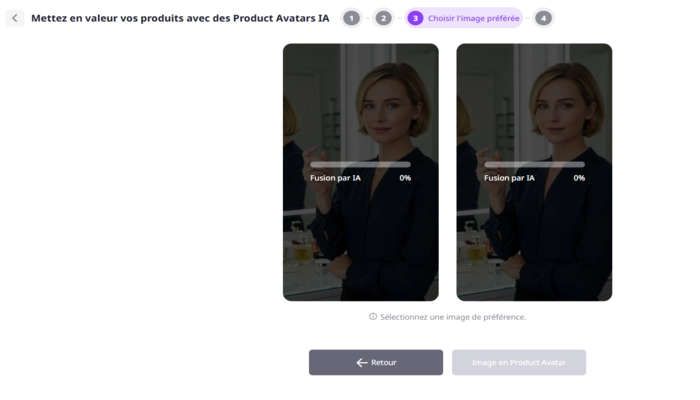 AI product avatar vidnoz etape trois