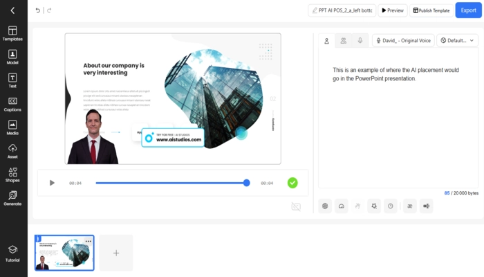 AI Studio ppt en video etape trois