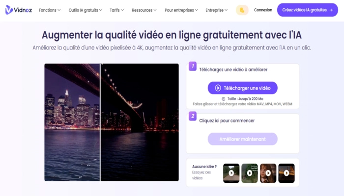 ameliorateur de video en ligne de Vidnoz