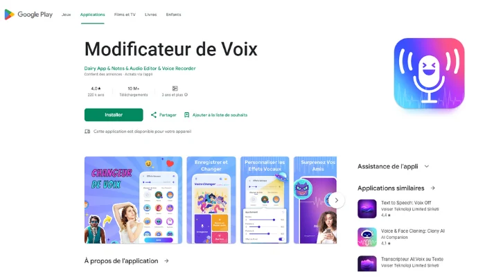 application modificateur de voix​