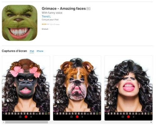 application rigolote visage GrimaceApp