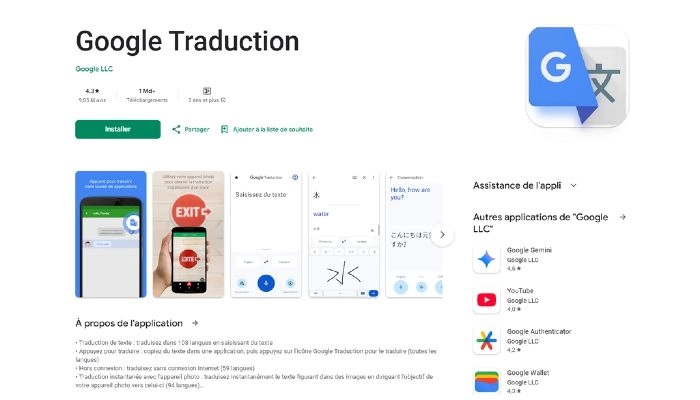application traduction instantanee google traduction