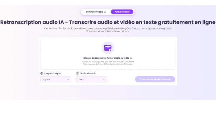 audio en texte ia de vidnoz