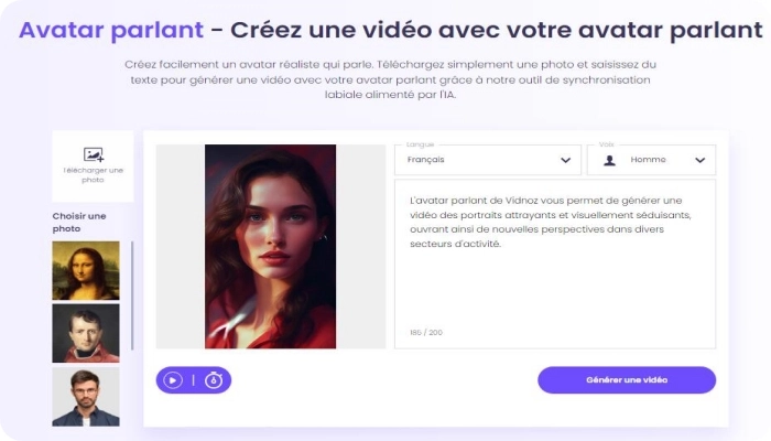 l'avatar parlant de Vidnoz pour créer un portrait parlant en 1 minute