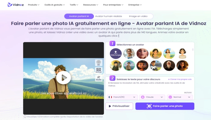 avatar parlant gratuit de Vidnoz