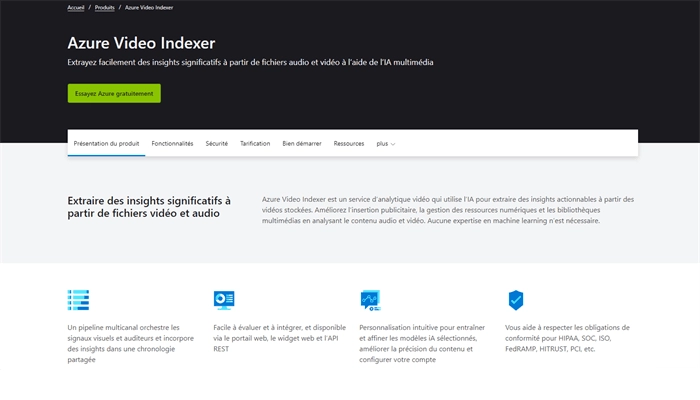 azure video indexer logiciel analyse video