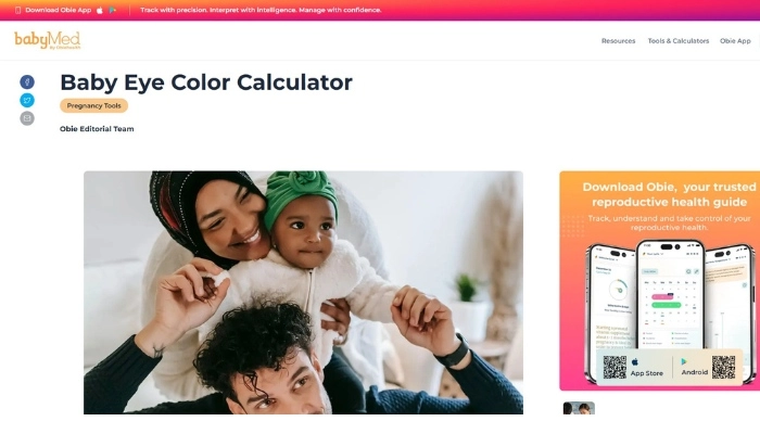 babymed calculatrice couleur yeux pour bebe