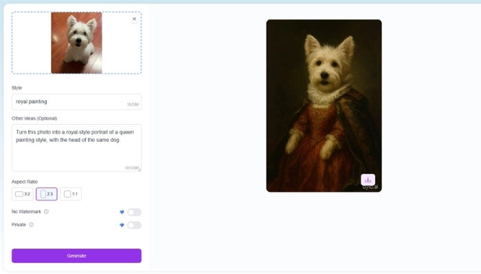 Bylo ai pour portrait animaux aristocrate