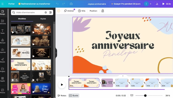 canva video anniversaire