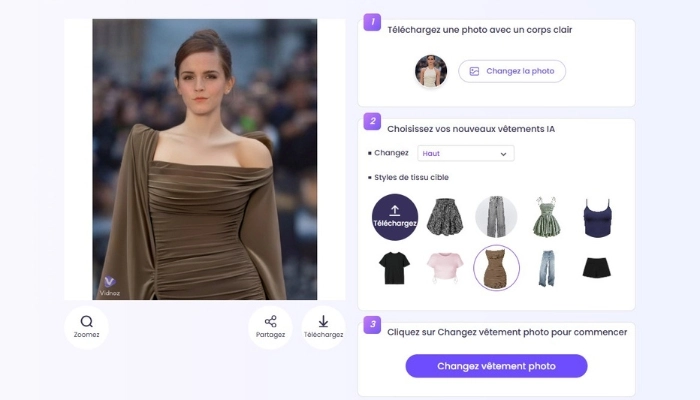 changer de vetement ia avec vidnoz