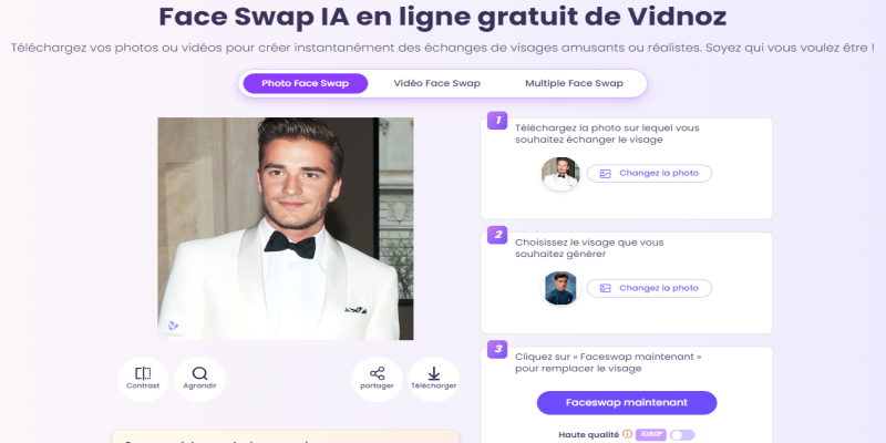 changer de visage dans une photo avec vidnoz face swapper ia