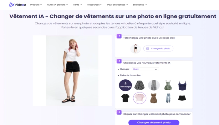 changer de vêtements sur une photo en ligne gratuitement etape vidnoz