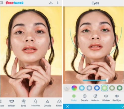 changer la couleur des yeux naturellement avec facetune2 app