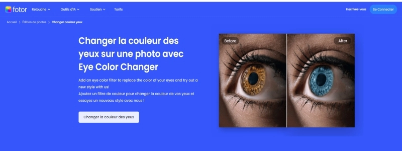 changer la couleur des yeux sur une photo avec fotor