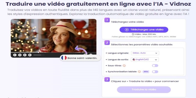 changer la langue de video avec le traducteur de video ia de vidnoz