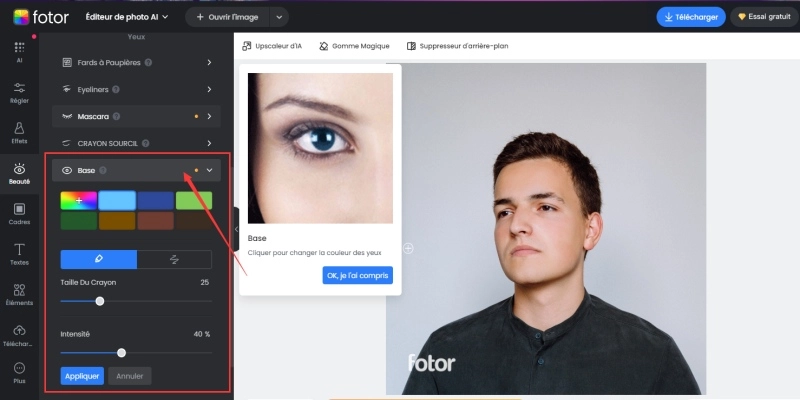 comment changer la couleur des yeux sur une photo avec fotor