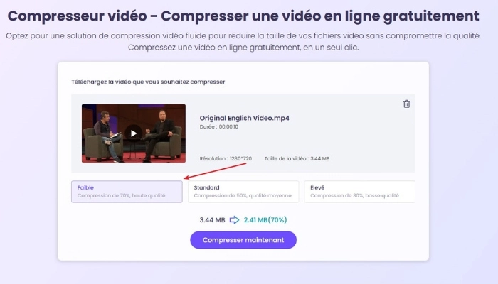 comment compresser une video gratuitement en ligne avec vidnoz etape trois