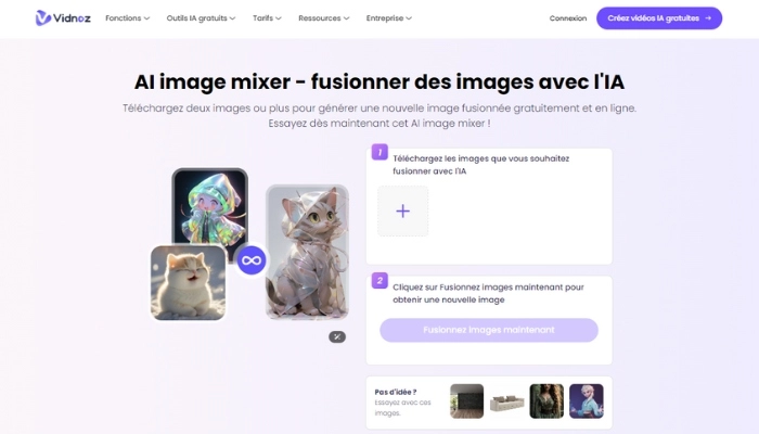 comment superposer 2 photos avec vidnoz ai image mixer