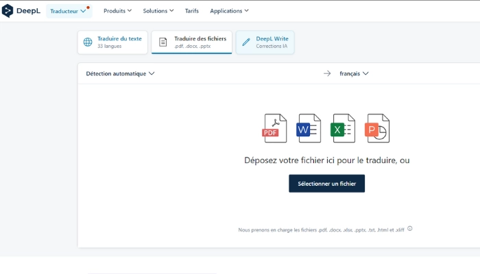comment traduire un pdf avec deepL translate