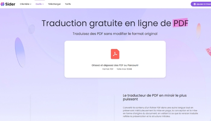 comment traduire un pdf avec sider