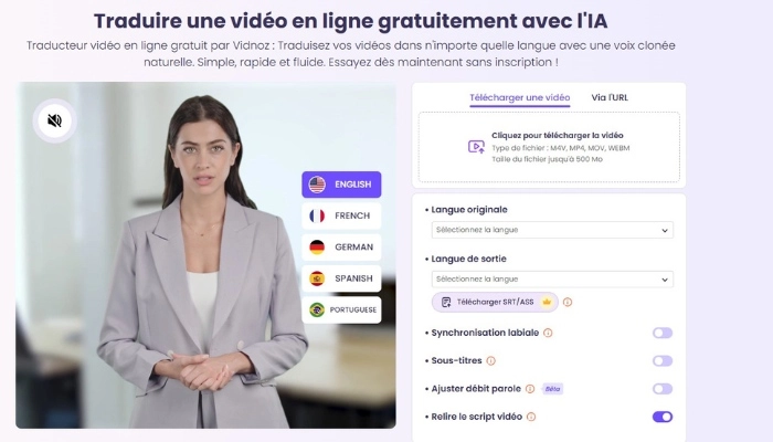 comment traduire une video youtube avec vidnoz