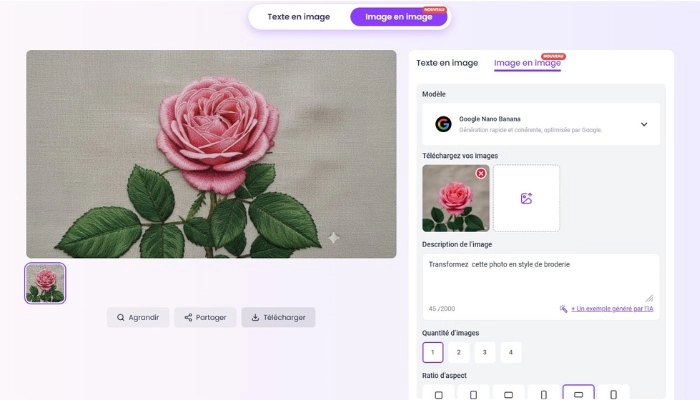 comment transformer photo en broderie avec vidnoz