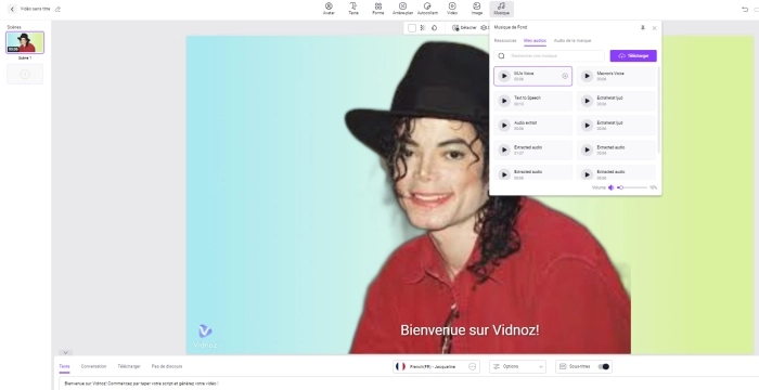 comment utiliser la voix IA de michael jackson dans une video avec vidnoz ai