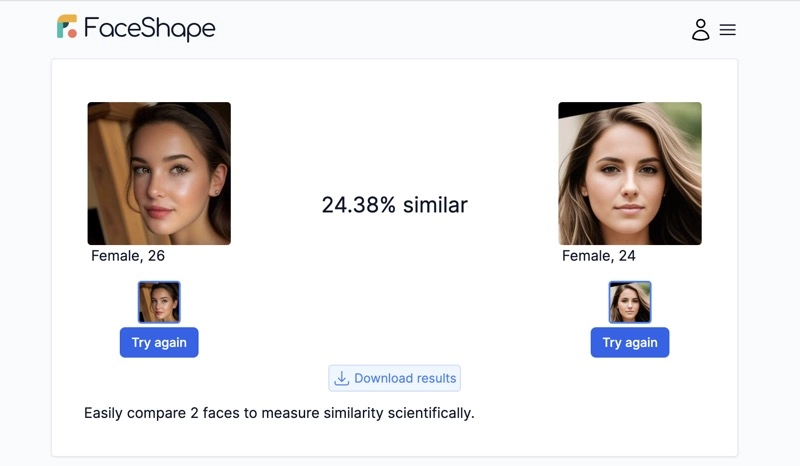 comparer 2 visage faceshape