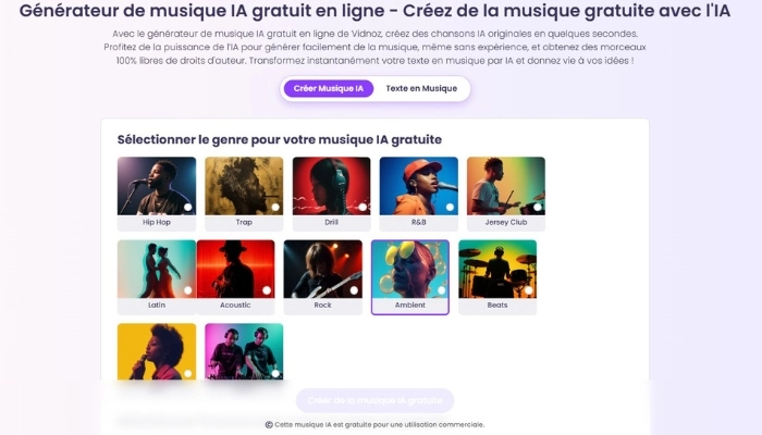 composer des beats groovy avec ia de vidnoz en utilisant des tags