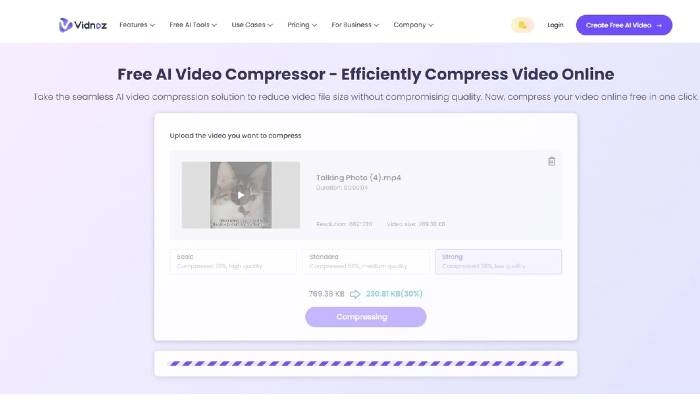 compresser les videos avec vidnoz ai video compressor