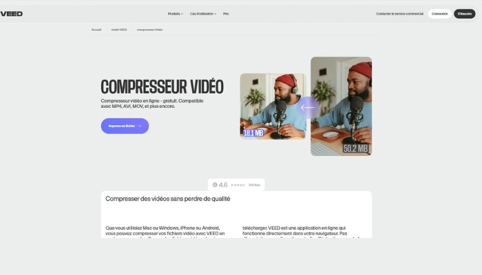 compresser une video gratuitement en ligne avec veed