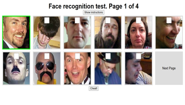 Creative media prosopagnosie test