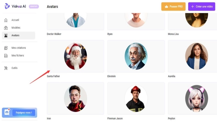 créer l'avatar IA du Père Noël avec Vidnoz