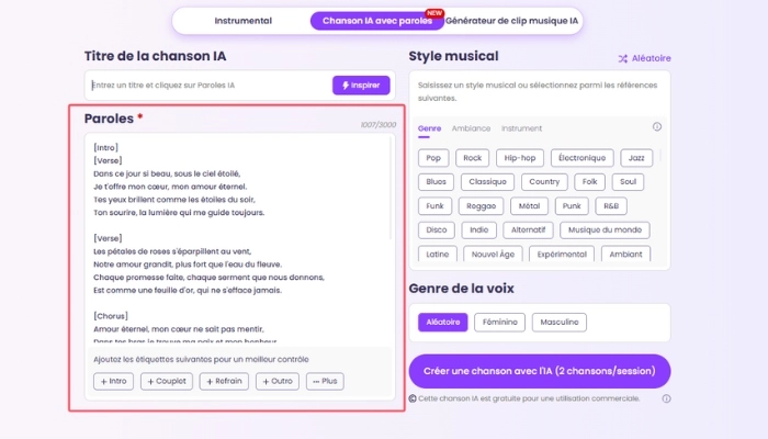 creer chanson personnalisée pour mariage avec vidnoz