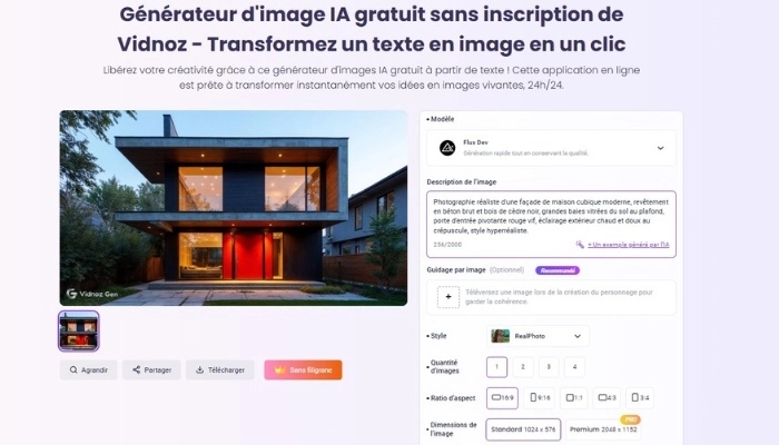 creer la facade maison avec vidnoz ai
