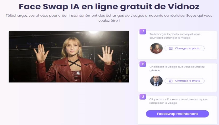 créer un Deepfake de Macron avec Face Swap IA de Vidnoz