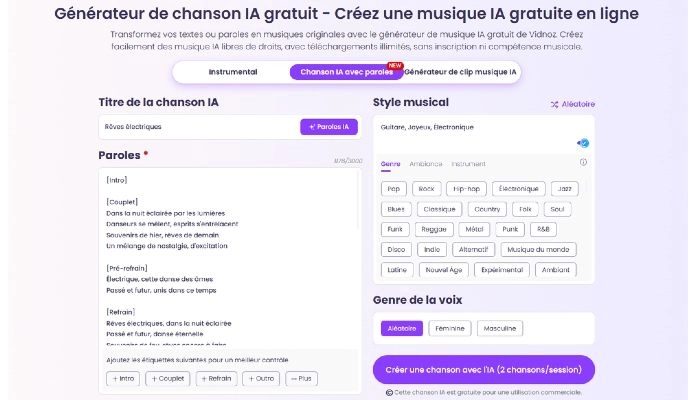 creer un karaoke avec ses propres paroles gratuit vidnoz