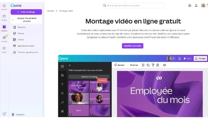 creer une video promotionnelle en ligne gratuitement canva