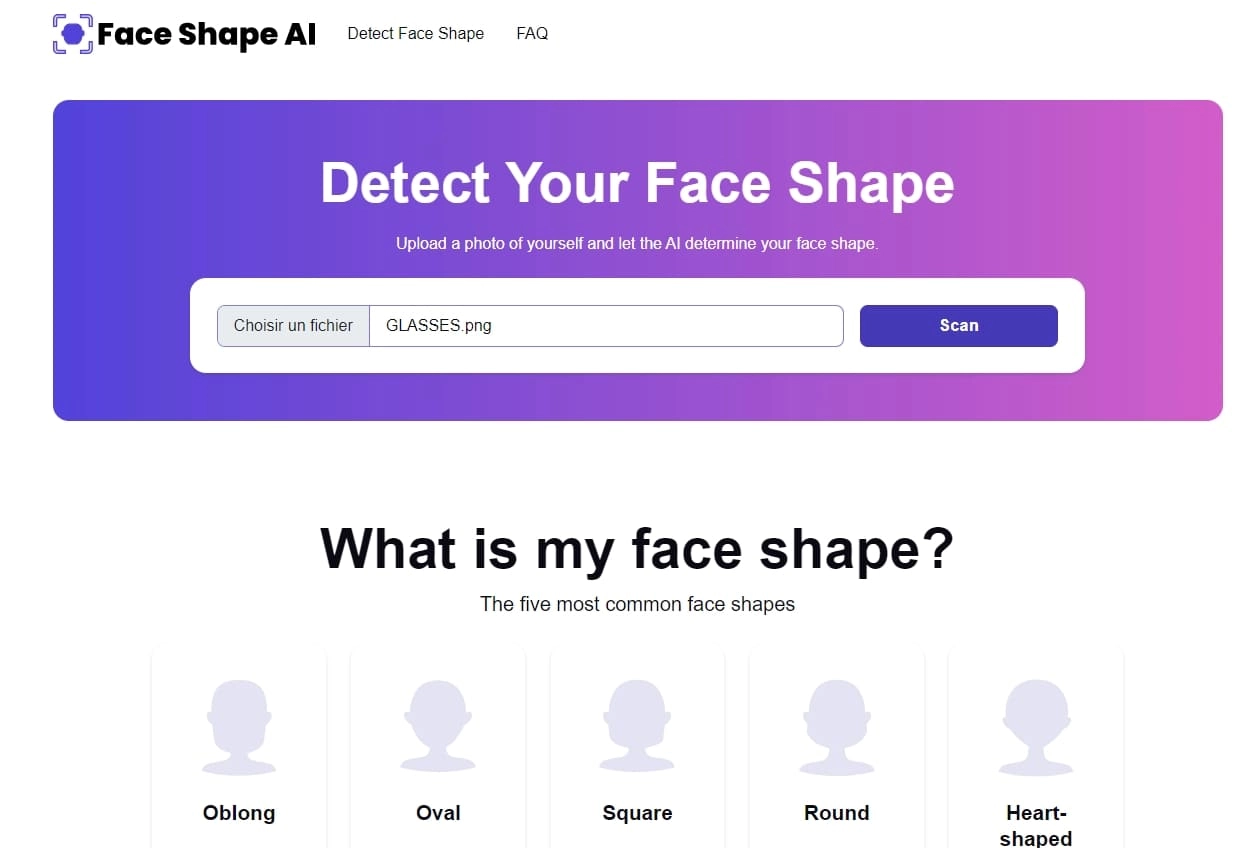 detecteur de forme visage gratuit face shape ai