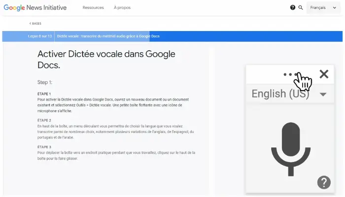 dictee vocale dans google docs