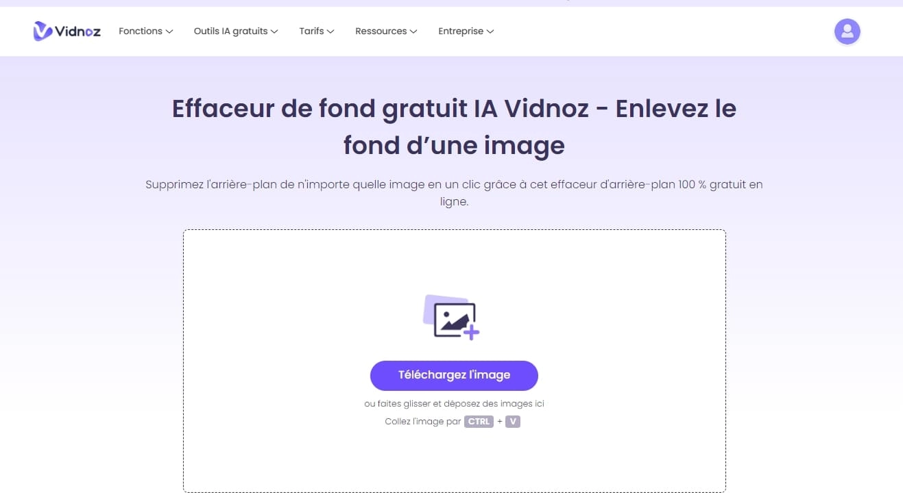 Effaceur de fond gratuit IA Vidnoz