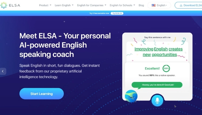 elsa application ia pour apprendre anglais avec des dialogues amusants