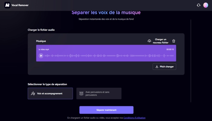 etape deux de Media.io enlever musique video