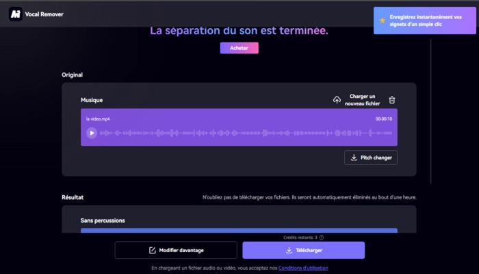 etape trois de Media.io enlever musique video