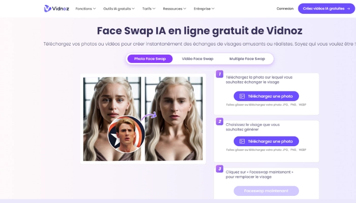 face swap vidnoz pour image fusionnee