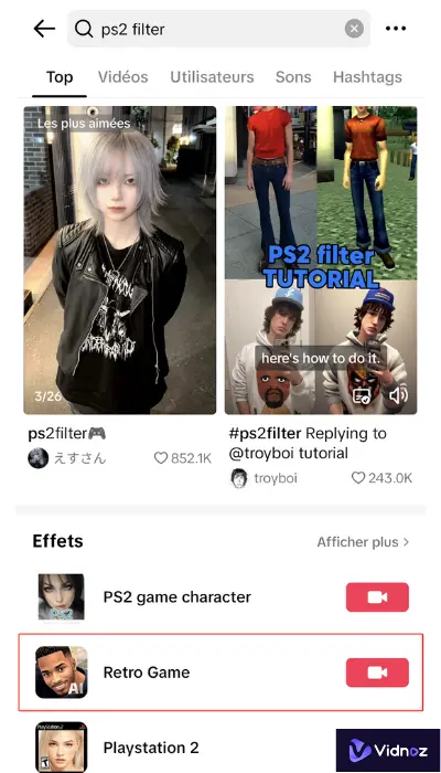 filtre ps2 tiktok retro game